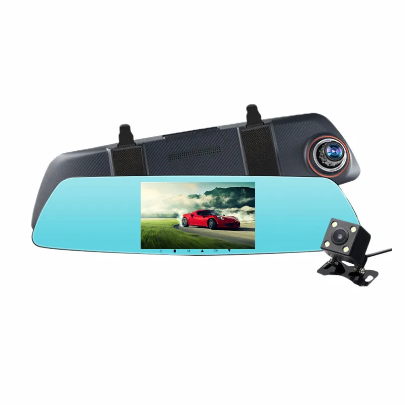 

5 inch Car rear view mirror HD Digital video recorder DVR IPS high brightness 1080P front camera AVIN parking camera