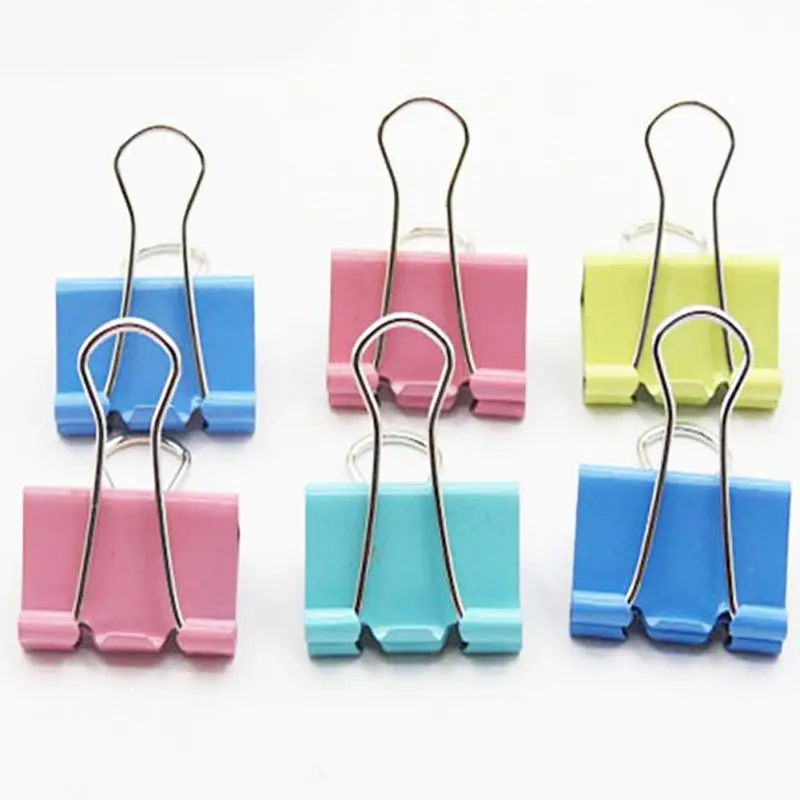 

10pcs Binder Clips 15mm Colorful Metal Binder Clips Office Supplies Metal Clip Random Color