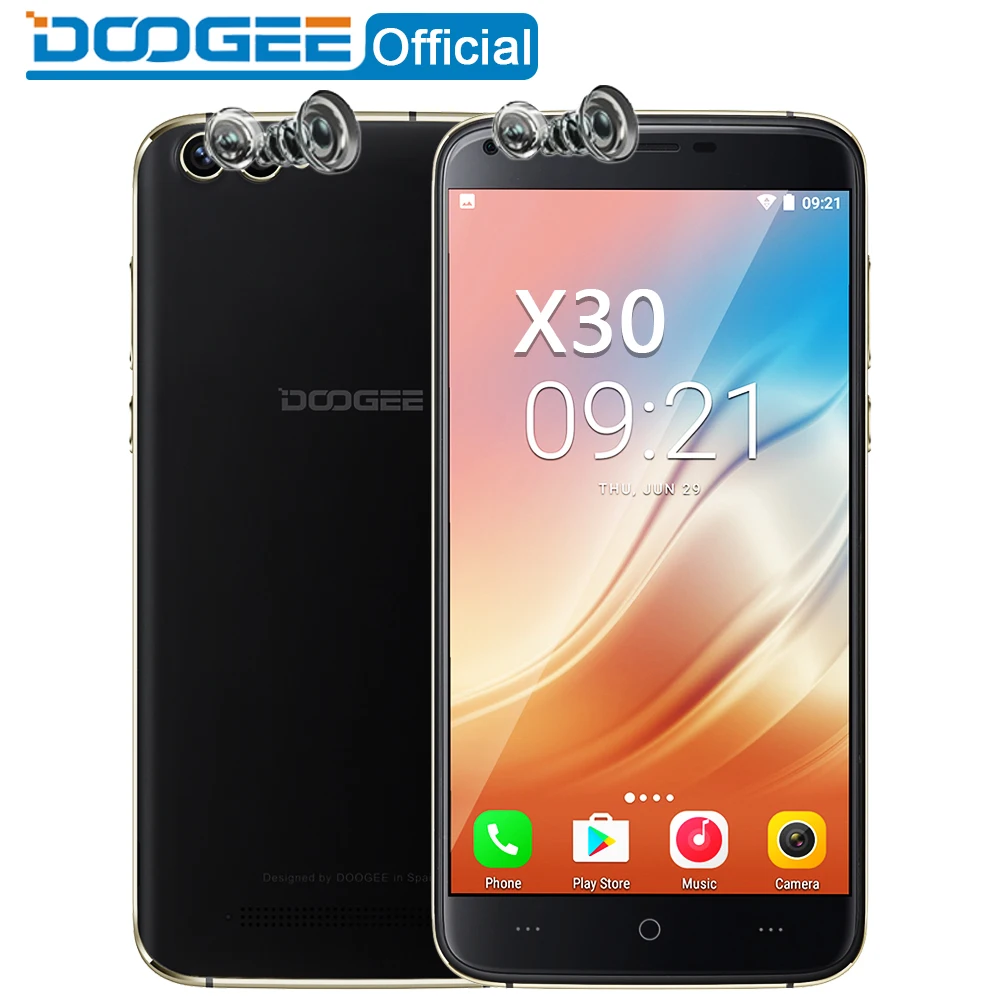 DOOGEE X30 смартфон с четырёхъядерным процессором MTK6580A ОЗУ 2 Гб ПЗУ 16 Android 7 0 3360 мАч|quad