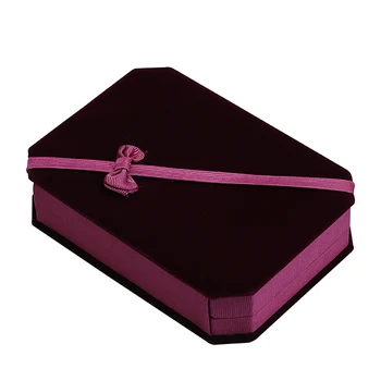 

1PCS Rectangular Cardboard Cloth Velvet Jewelry Gifts Box Case Bowknot Wedding