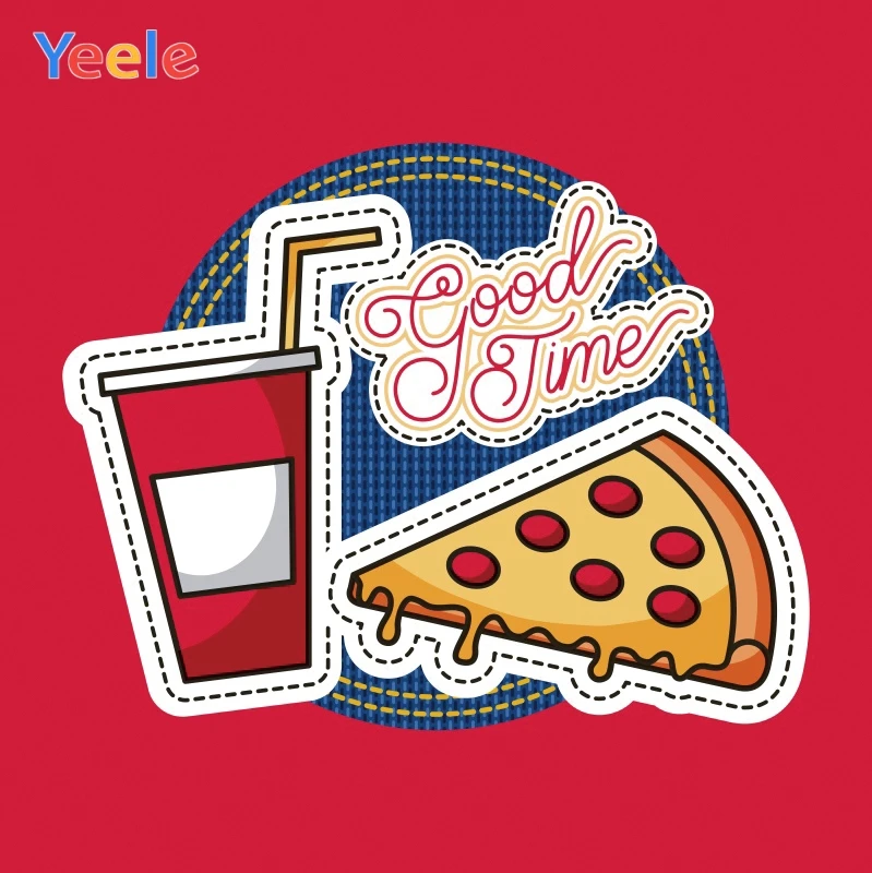 

Yeele Junk Food Cola Pizza Red Solid Color Birthday Photography Backgrounds Customized Photographic Backdrops for Photo Studio