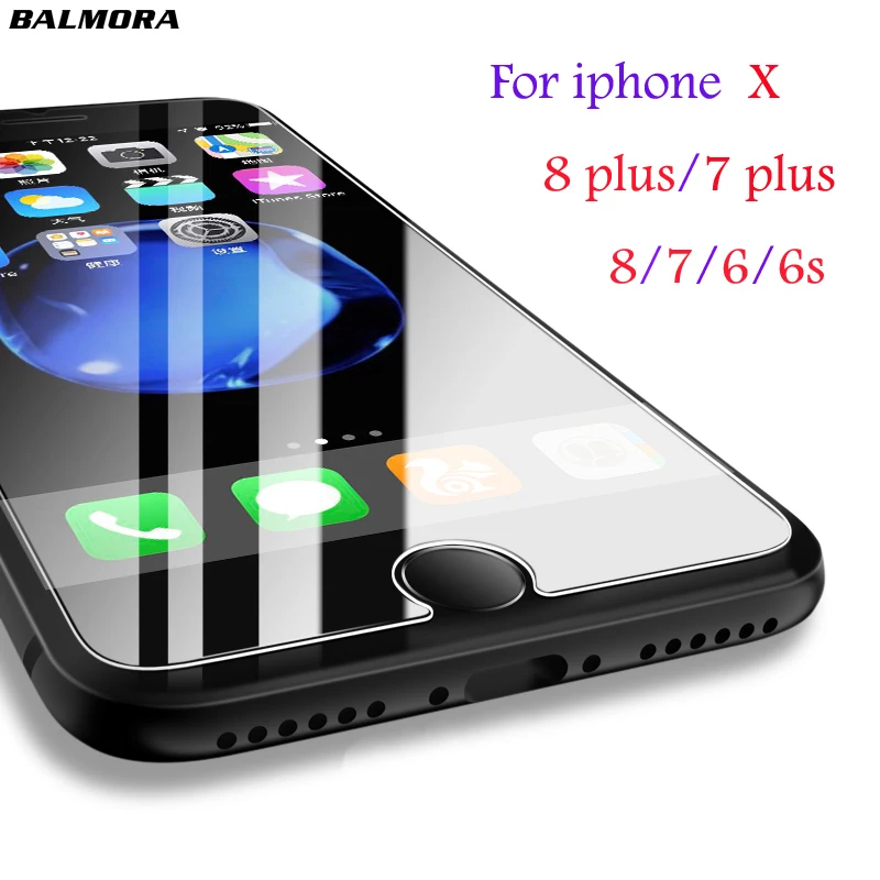 BALMORA Tempered Glass for iPhone X 4 4s 5 5c 5s Screen Protector Film 6 6s 7 8 plus Transparent | Мобильные телефоны и