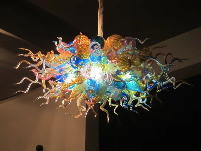 

Elegant LED Light Source Modern Art Decor Handmade Blown Galss Hanging Chain Chandelier