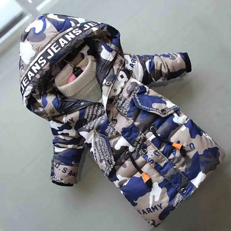 

BibiCola 2019 new boys winter coats children fashion Winter warm Padded Jackets kids Camouflage Thickening hooded Outerwear