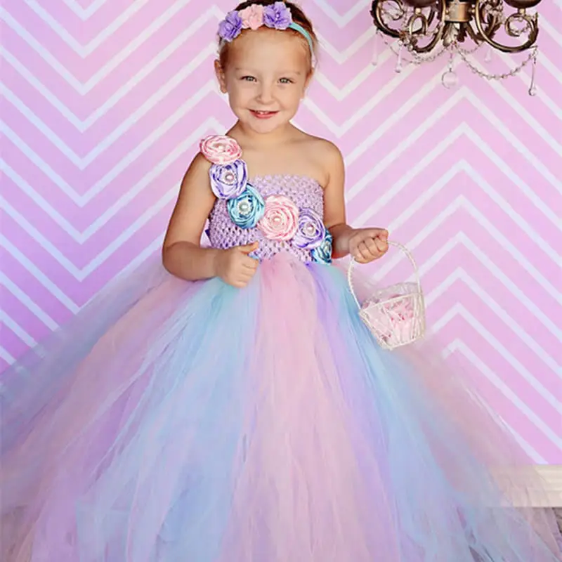 

2018 Girls Sweet Dress High-end Custom Flower Girl Dresses 2-14Year Big Virgin Princess Wedding Dress