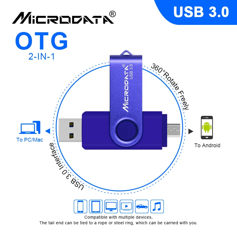 USB 3,0 Вращающийся 2 в 1 OTG USB флеш-накопитель 128 Гб 64 ГБ 32 ГБ 16 ГБ высокоскоростной флеш-накопитель Android Memory stick