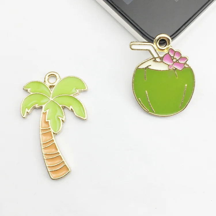 

10pcs DIY gold metal enamel color coco coconut palm tree charms ornament bracelet pendants for necklace earring jewelry making
