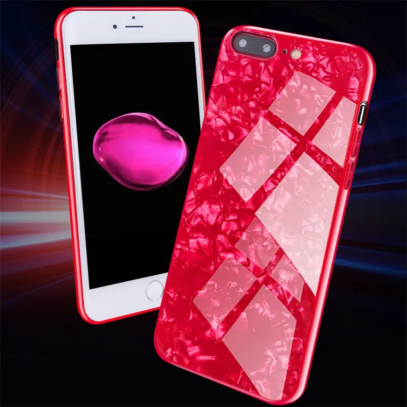 KINBOM для Iphone 6 6s 7 8 плюс Стекло чехол корпуса мобильного телефона мягкий из ТПУ +