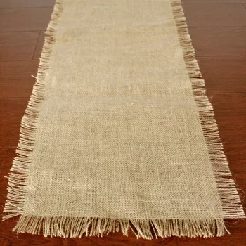 

Free Shipping Fringed Edge Linen Table Runner 72in Burlap fabric Wedding decoration