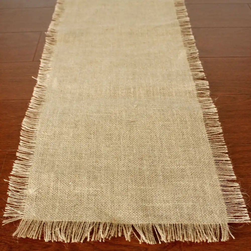 Free Shipping Fringed Edge Linen Table Runner 72in Burlap Fabric