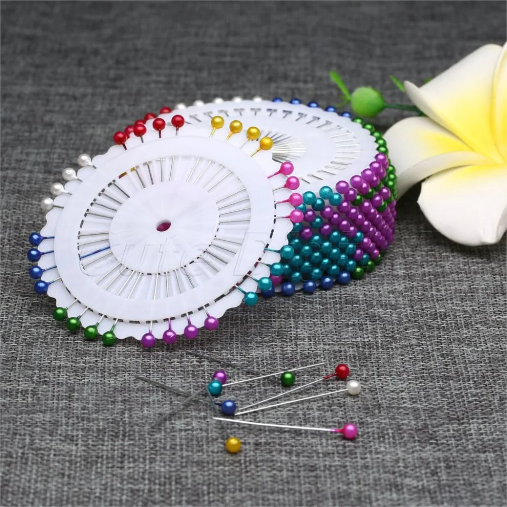 

12 Sets/480Pcs 3.5mm/1.38" Colorful Round Head Regulate Wedding Faux Pearl Decorating Sewing Pins Home Craft Accessories