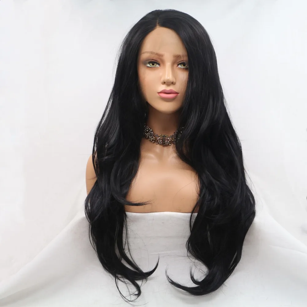 Marquesha натуральный черный парик фронта шнурка длинные волнистые синтетические парики для черных женщин Косплей Макияж парики