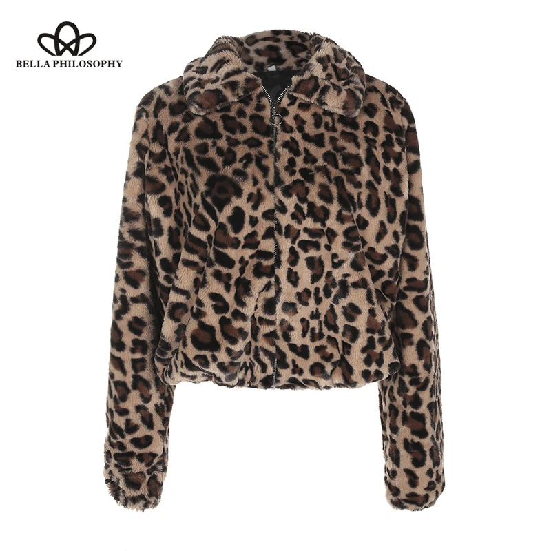 Wonder 2018 new autumn Hight Street Leopard Print Women Coat Autumn Winter Warm faux fur Casual Coat FemalShort Sexy Plush Parka