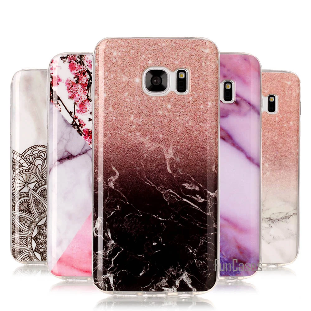 Роскошный мягкий ТПУ чехол для samsung Galaxy S7 силиконовый бампер с Мрамор картины