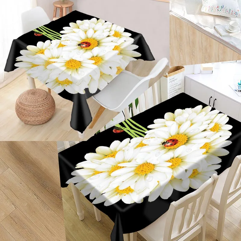  New Arrival Custom Ladybugs Table Cloth Waterproof Oxford Fabric Rectangular Tablecloth Home Party 