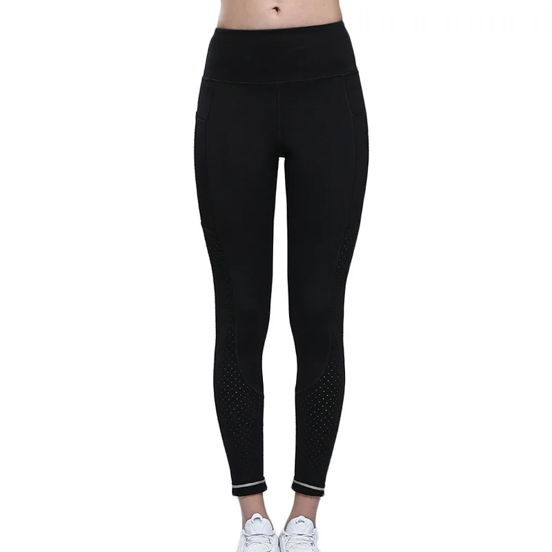 

Gym Leggings with Pocket Colorvalue Breathable Mesh Running Jogger Tights Women Stretchy Sport Fitness Pants Reflective Yoga