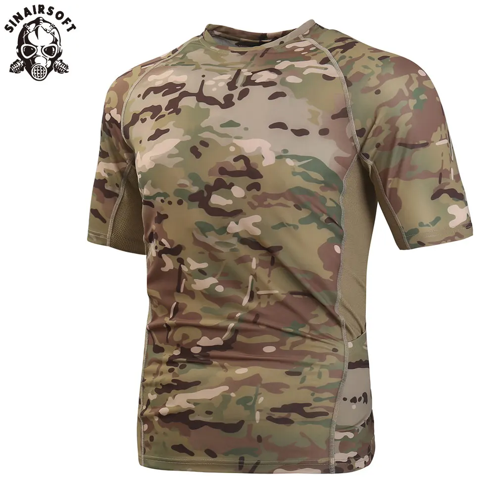 SINAIRSOFT тактическая рубашка с коротким рукавом камуфляжная Военная футболка
