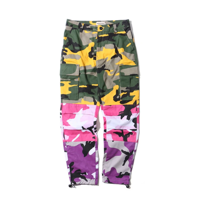 Tri Color Camo Patchwork Cargo Pants 1