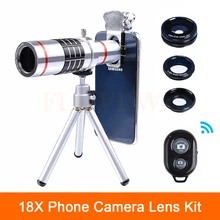 Универсальный клипы 18X телескоп зум телеобъектив Fisheye Широкий формат макро Объективы для вашего Объективы для телефона для iPhone 6 6S 7 8