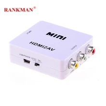 Rankman HDMI to AV/RCA Adapter HDMI2AV Converter CVBS L/R Video NTSC/PAL Box 1080p for HDTV TV-box PS3 Laptop PC Projector