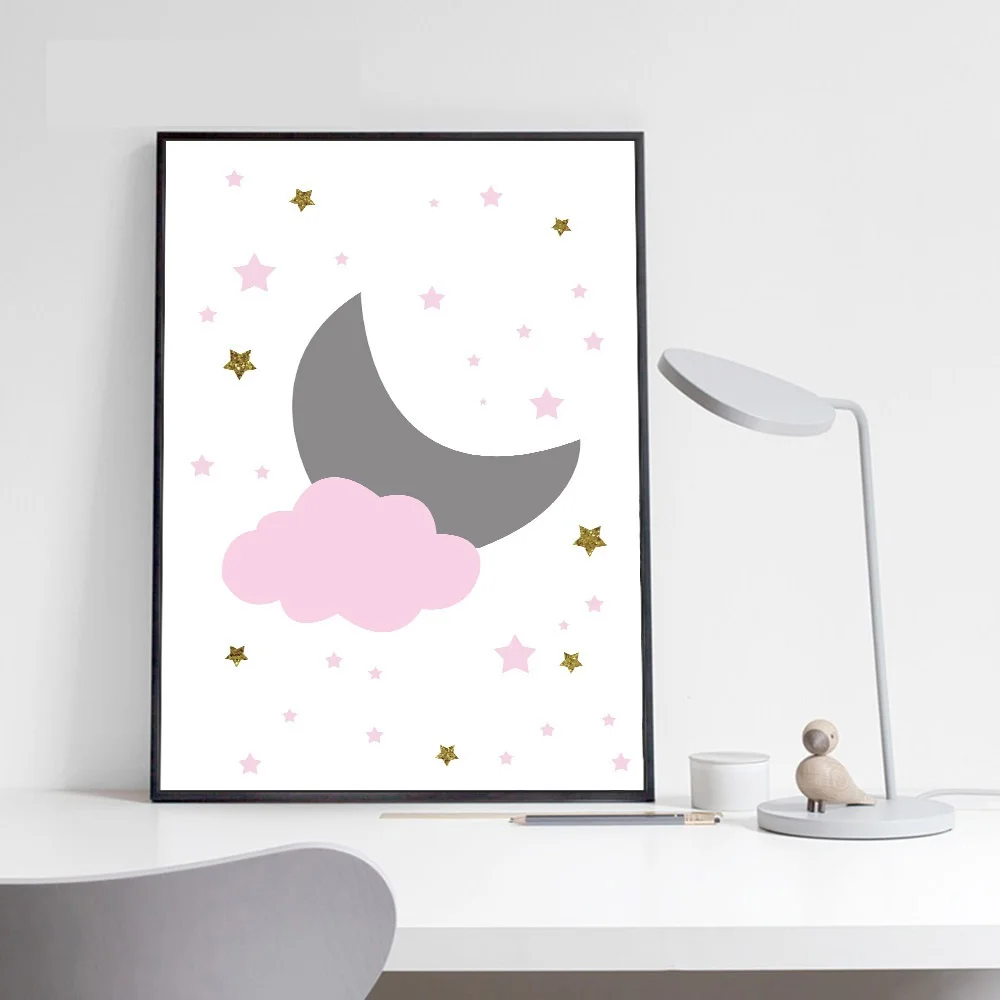 Kawaii-Pink-Twinkle-Star-Cloud-Nursery-Poster-Nordic-Wall-Art-Canvas-Prints-Painting-Picture-Children-Room(3)