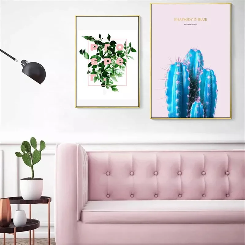Cactus Flowers Decorative Wall Art Canvas Painting Abstract Sea Beach Nordic Poster Wall Pictures For Living Room Decor Unframed