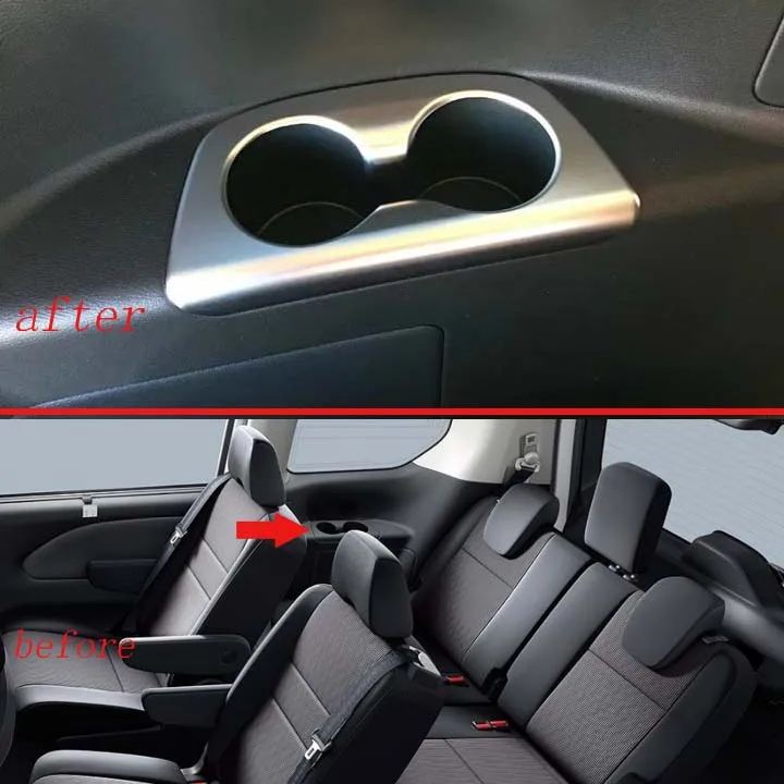 

For NISSAN SERENA C27 2017 2018 2019 ABS Chrome Matte Rear Seat Drink Cup Holder Chrome Trim Cover Bezel Surround Frame Styling