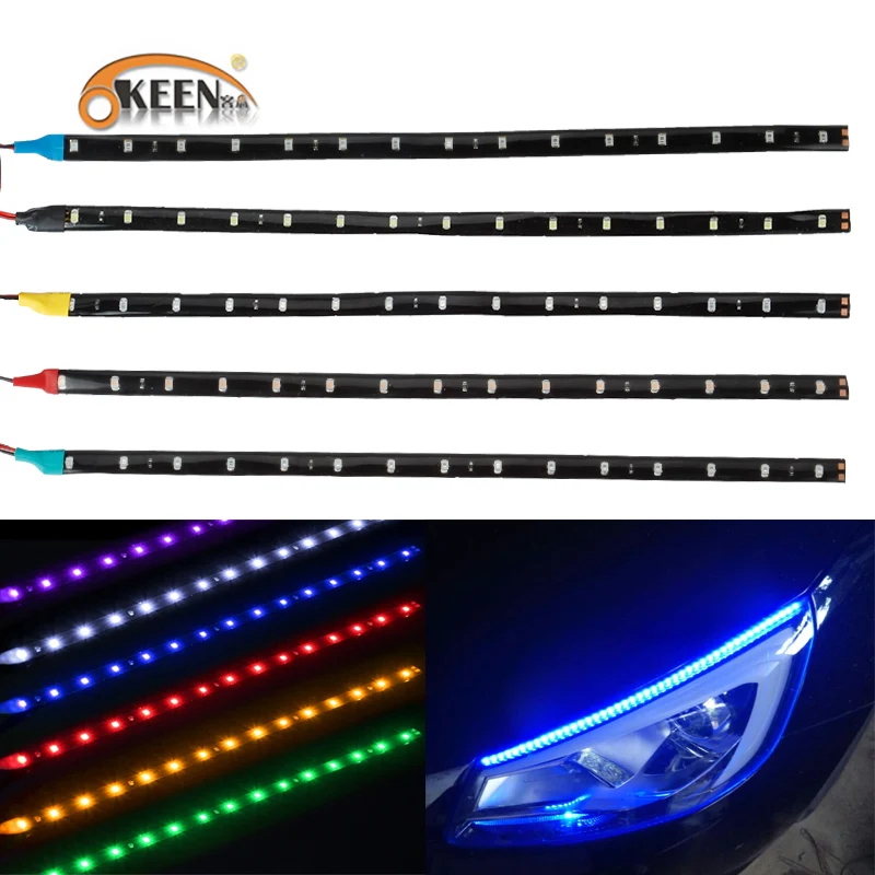 БОЛЬШОЙ гибкая короткий led strip 3528 15SMD 30 см украшения свет автомобиля высокое качество 12 В 7 цвета с многоцветный IP65 водонепроницаемый дневные ходовые огни противотуманные фары