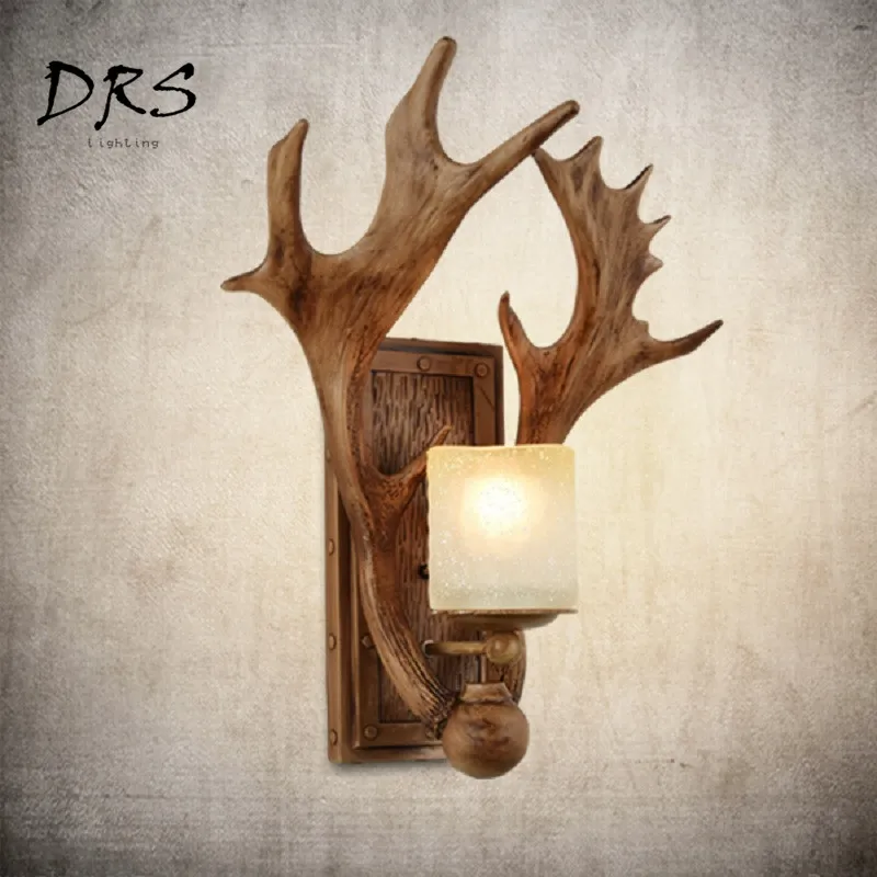 

Modern Retro Loft Wall Lamp American Country Deer Antler Lamp Living Room Aisle Bedroom Bedside Resin Lamp Wall Lights