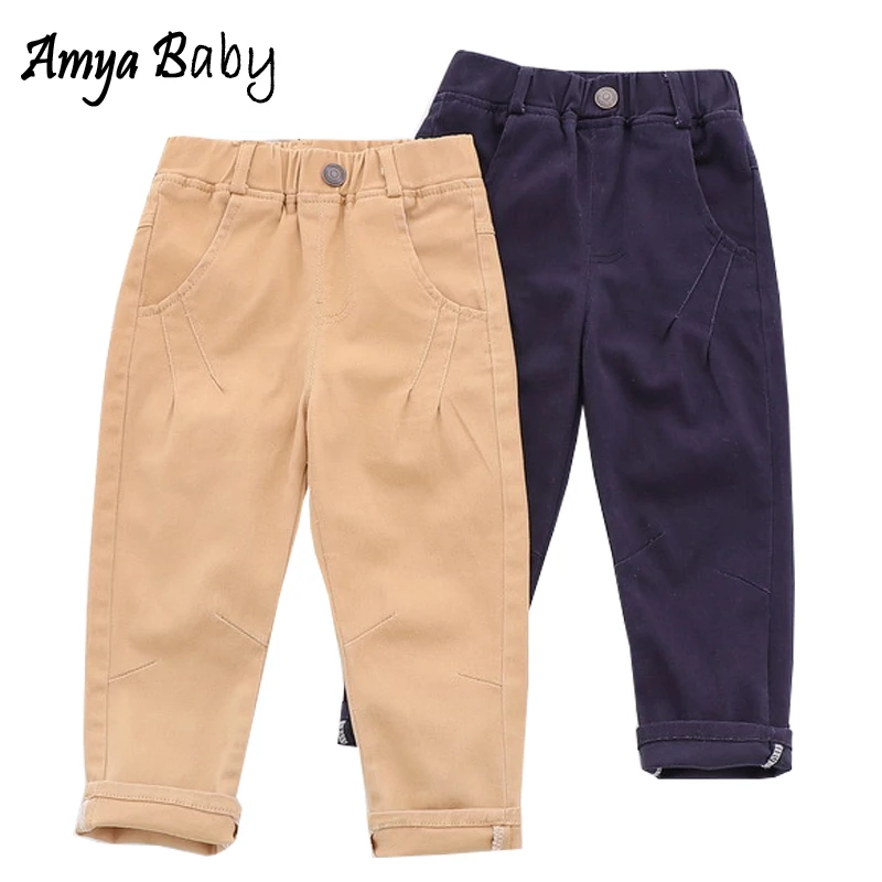 Amya Baby/2019 г. весенние детские леггинсы штаны для мальчиков однотонные Хлопковые
