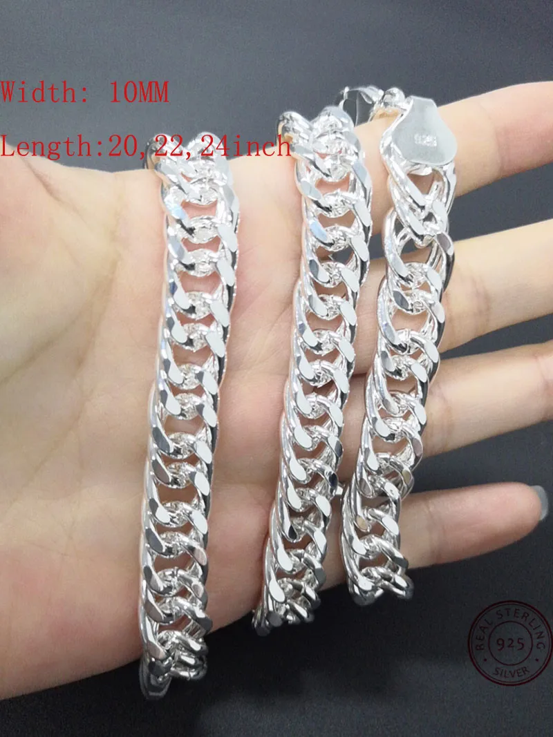 

10MM link chain necklace for men 925 sterling silver necklace jewelry fashion sterling men's necklaces Africa women necklaces