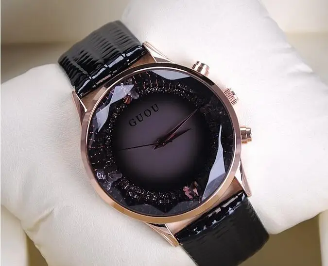 8 Colors Hot Luxury Watches Women Large Dial Wristwatches Genuine Leather Lady Dress Watch Women Rhinestone 5