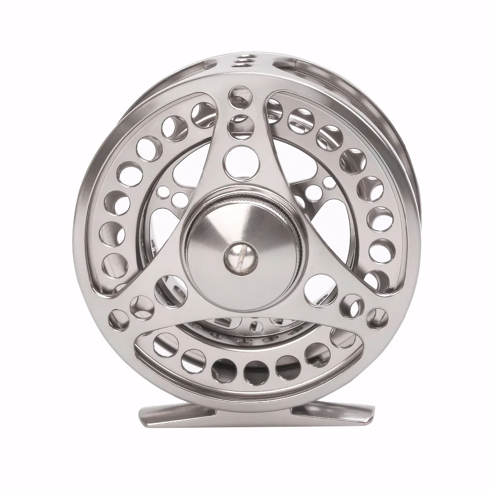 

5/6 85mm CNC Machined Aluminum Fly Fishing Reel Large Arbor Left and Right Handed Changeable Disc Drag System Gunsmoke Color