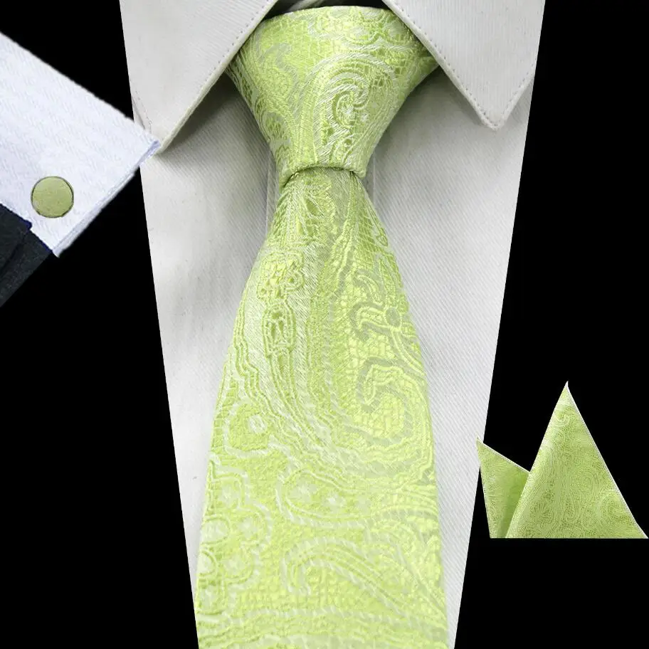 Бренд Ricnais, шелковый галстук в клетку, жаккардовый тканый галстук с узором пейсли, запонки на носовой платок, набор, карманный квадратный мужской галстук - Цвет: 47