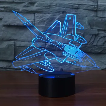 

Creative airplane shape 3D night light 7 changing color touch switch supports USB