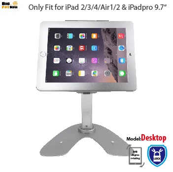 tablet pc stand Anti-Theft Security Kiosk Stand for iPad 2 3 4 Air Pro 9.7 Rotation Base Desktop POS Enclosure Holder with Lock