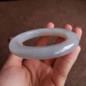 

Qinghai material and Tianyu ice bottom ash white jade bracelet hb2999#