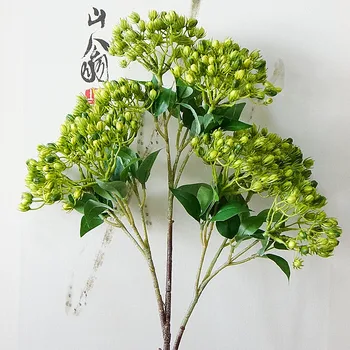 

Artificial jasmine fruit branch Flower arrangment supplies Plastic fake plant flores with leaves for home wedding decoration