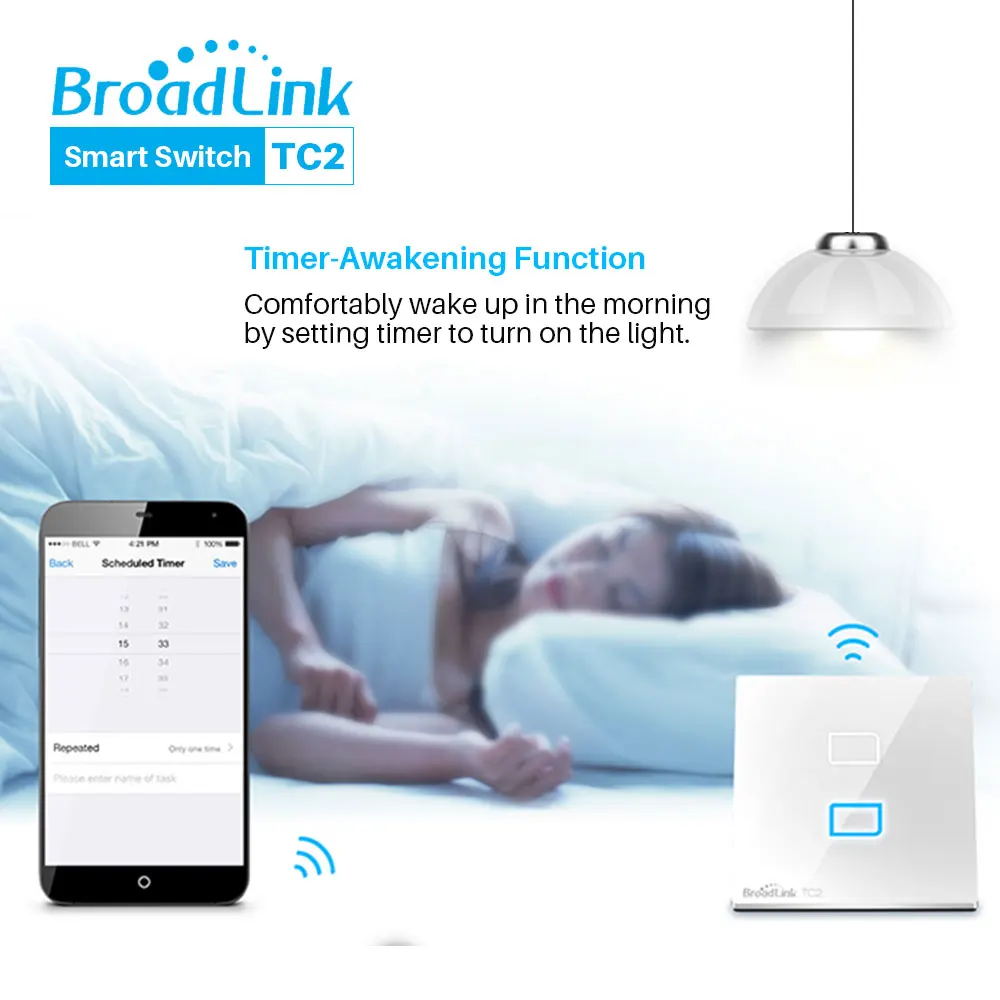 Broadlink TC2 ЕС светильник WiFi беспроводной смарт-коммутатор, Broadlink RM Mini 3, Broadlink RM Pro+, через приложение управления со смартфона