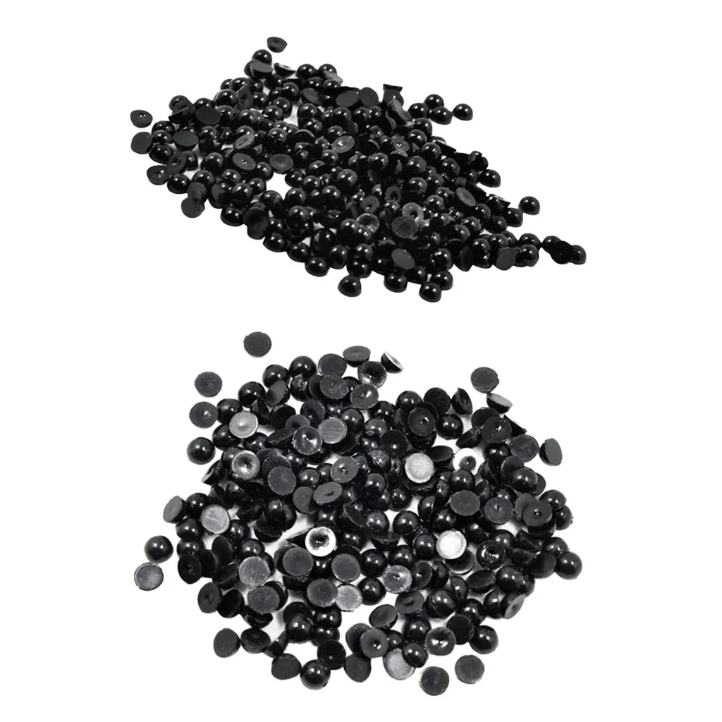 500pcs Mixed Sizes Black Flat Back Cabochons Half-Round Pearl For Wedding Decors Jewelry Making Clothe Sewing