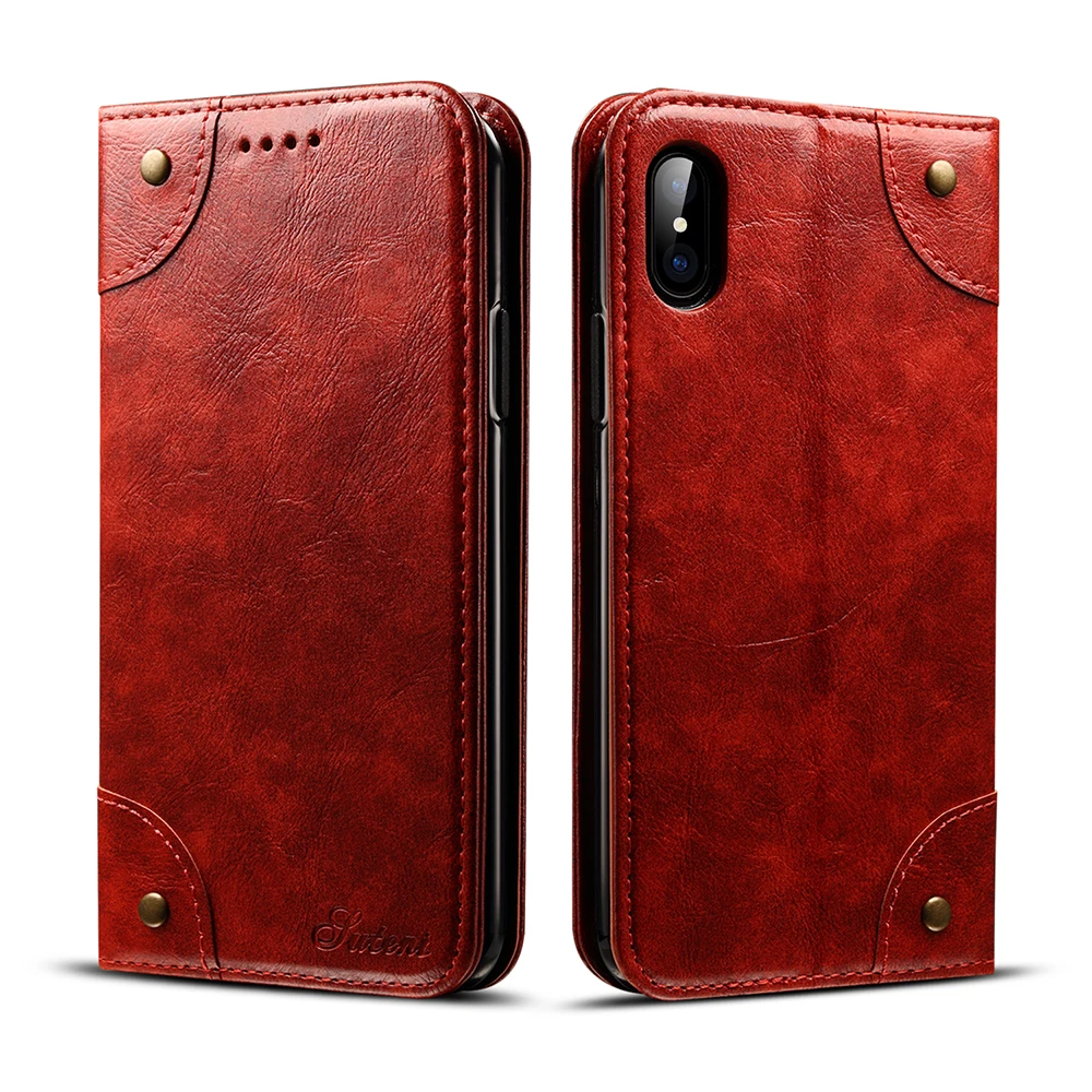 Simple luxury flip case for iphone X phone full cover Leather case for
