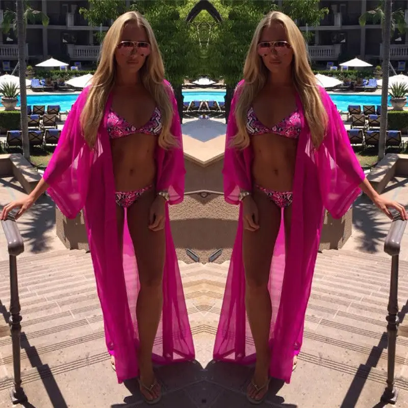 

Women Chiffon Wrap Pareo Sarong Dress One Piece Bikini Scarf Beach Bikini Swimwear Cover Up Scarf Four Color