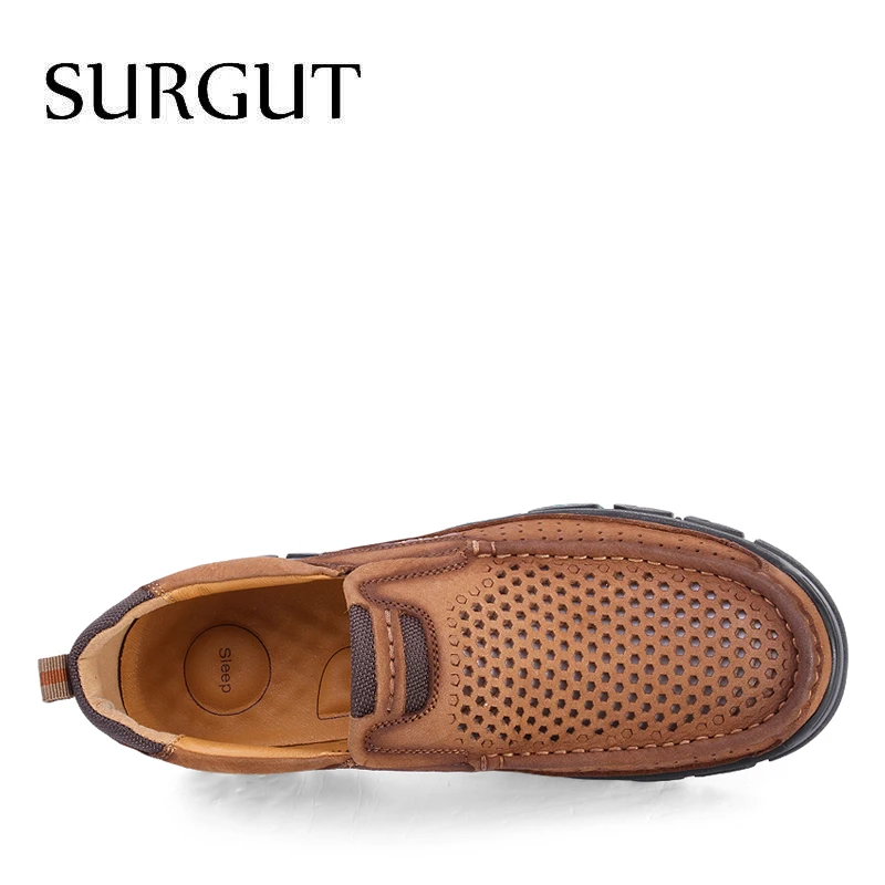 SURGUT, мужские туфли из натуральной кожи, высокое качество, без шнуровки, фирменные, модные, дизайнерские, одноцветные, удобные, мужские, повседневные туфли, большие размеры 38-48