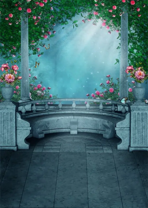 

Anticrease washable fleece fairy land stone architecture photography backdrop for scenery photographic backgrounds props S-702-A