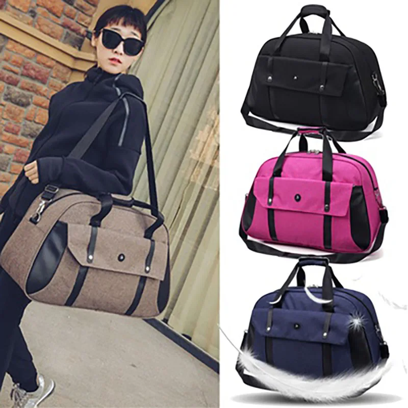 Man Woman Canvas Duffel Tote Bag Adjustable Shoulder Bags Luggage Suitcase with Solid Hand Strap ...