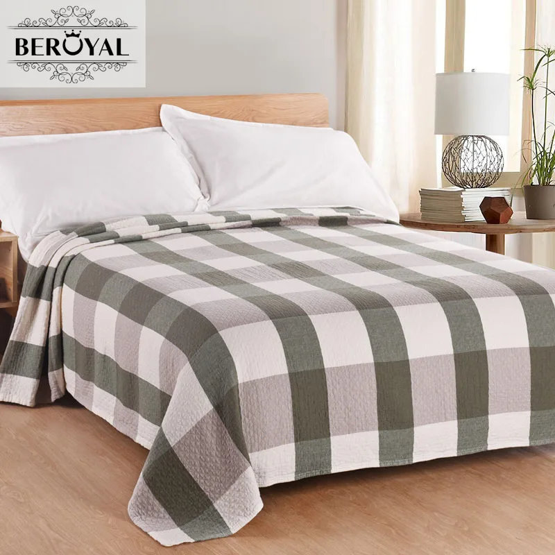 

Beroyal Brand 2019 Blanket -1pc 200*220cm 100% Cotton Blanket three Layers Gauze Plaid Blanket Adult Super Soft Muslin Blankets