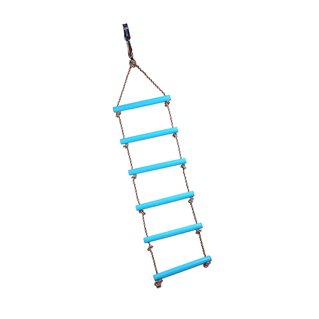 Indoor & Outdoor Playhouse 6 Rungs Rope Climbing Ladder Tree House Accessories Park Toy Blue