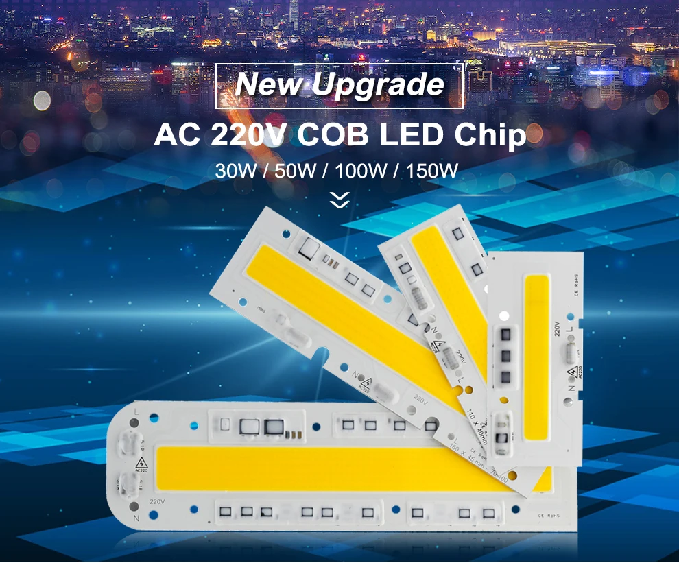 Светодиодный COB чип лампа 30 Вт 50 Вт 100 Вт 150 Вт AC220V IP65 Smart IC подходит для DIY светодиодный прожектор белый теплый белый светодиодный объектив для светодиодный COB ламп