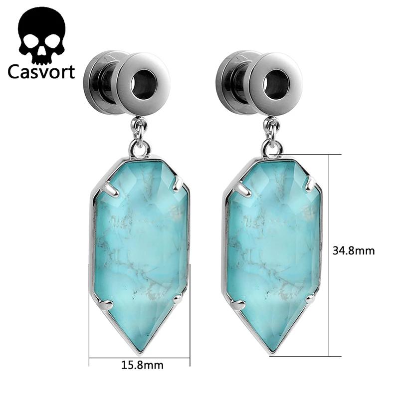 Casvort модный пирсинг тоннелей плоти Палмер Teal Howlite полудрагоценные камни Висячие