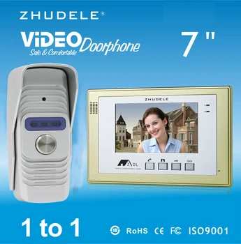 

ZHUDELE 7" Color TFT LCD Monitor Video Door phone Intercom System Doorbell With 1 Waterproof Doorbell 700TVL Smart Camera 1V1